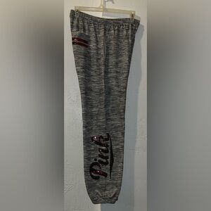 PINK Victoria’s Secret Marled Gray Joggers with Maroon Sequins